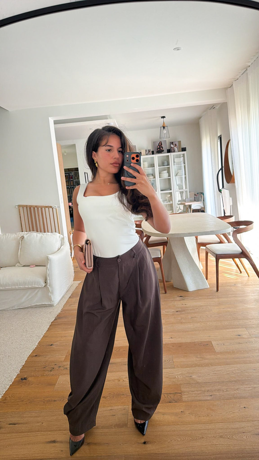 Pantalon tailleur marron