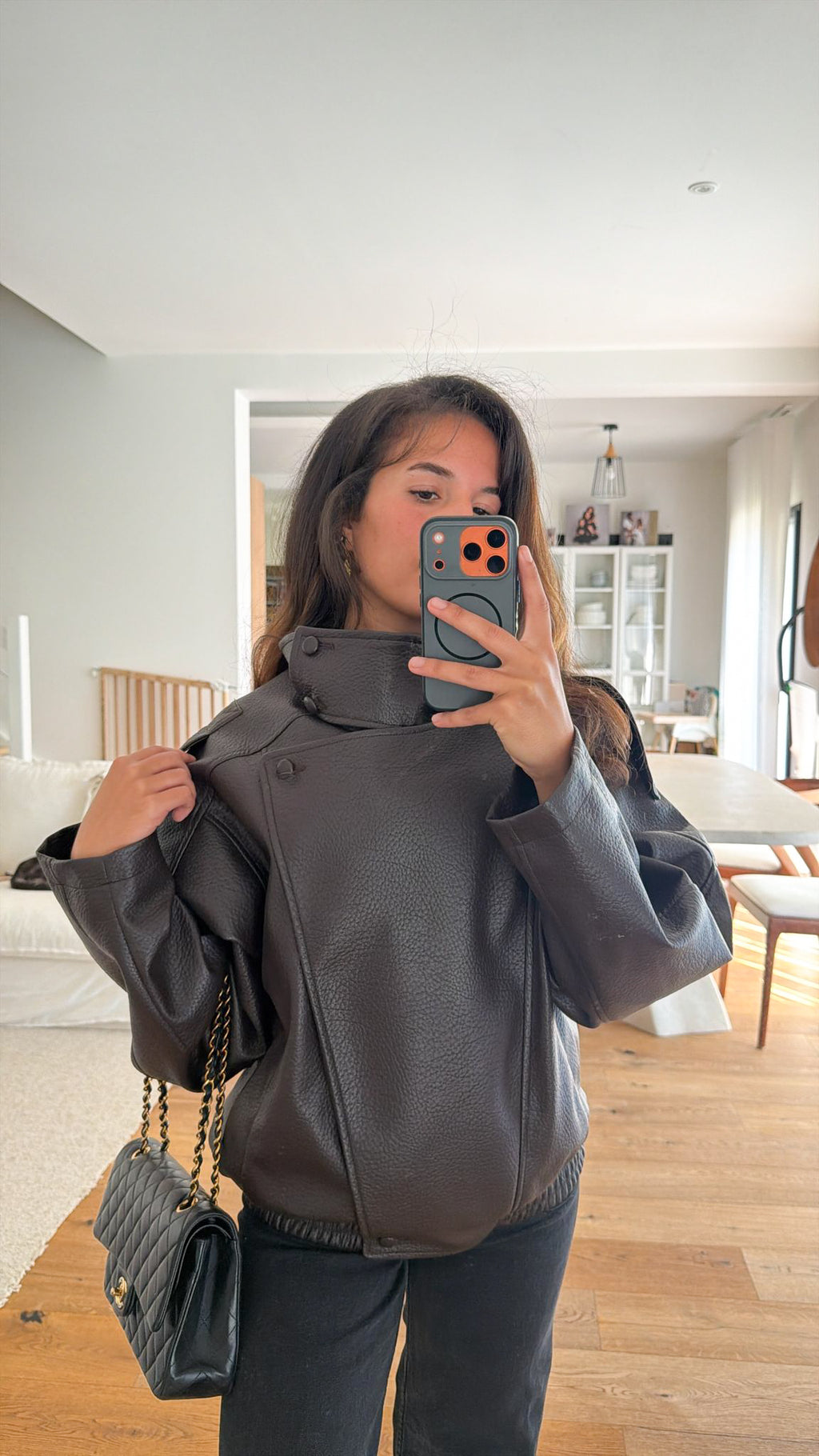 Veste à col marron