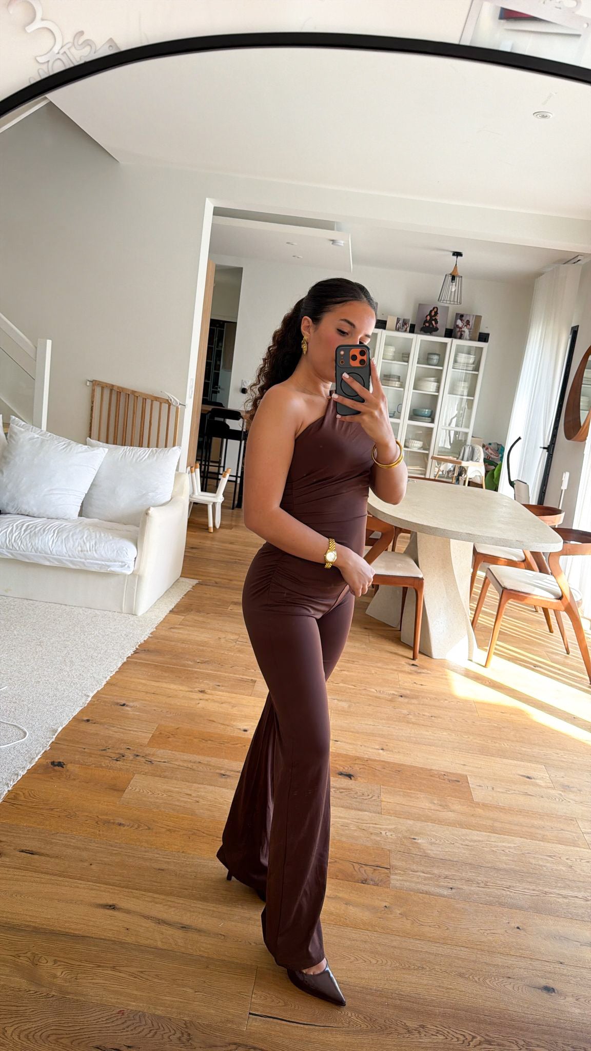 Combinaison asymétrique marron