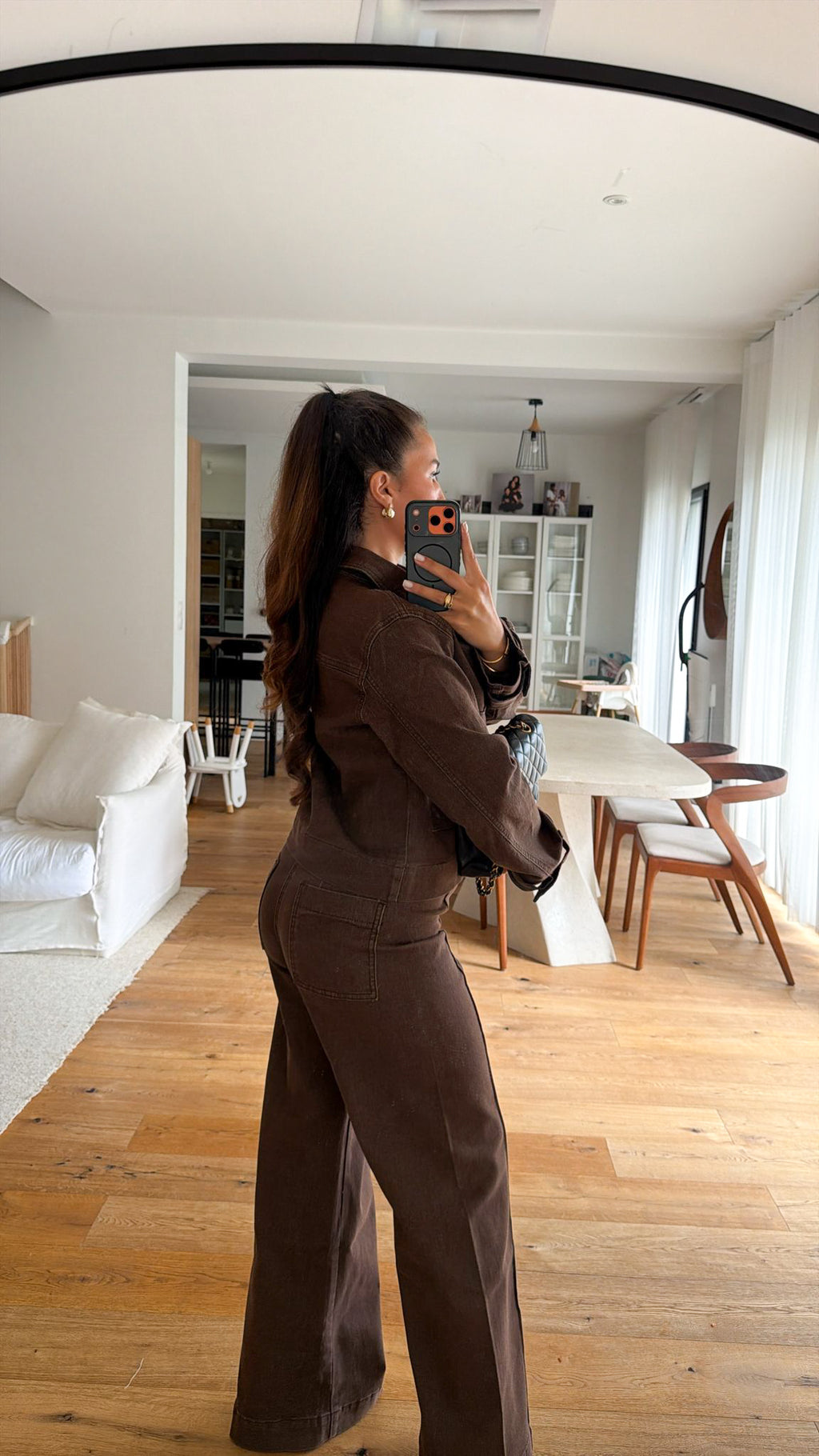 Jeans wide leg marron