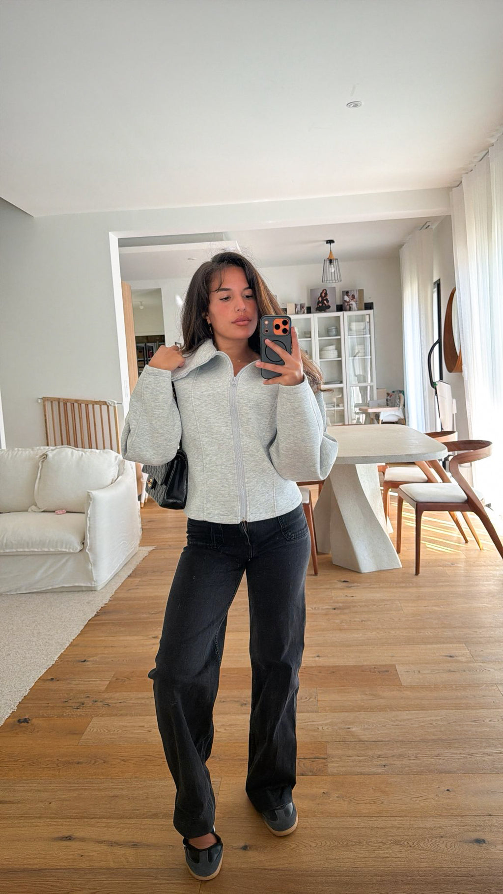 Veste bombé à zip gris