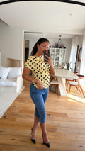 Top à pois jaune