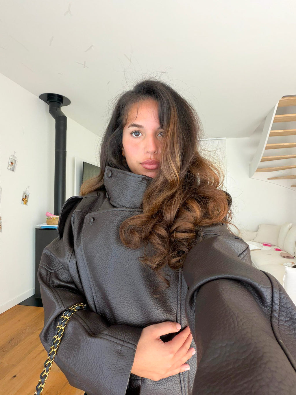 Veste à col marron