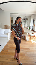 Top à pois marron