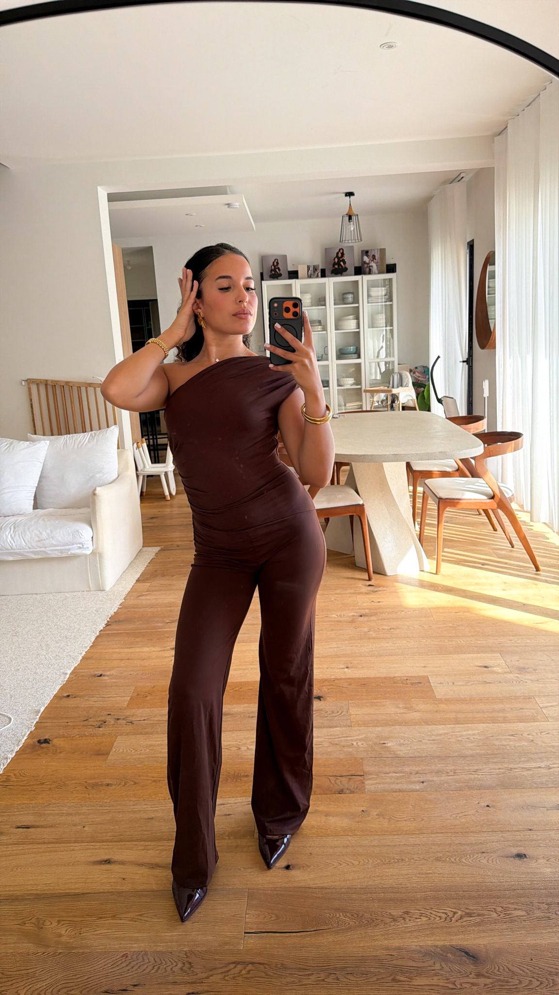 Combinaison asymétrique marron