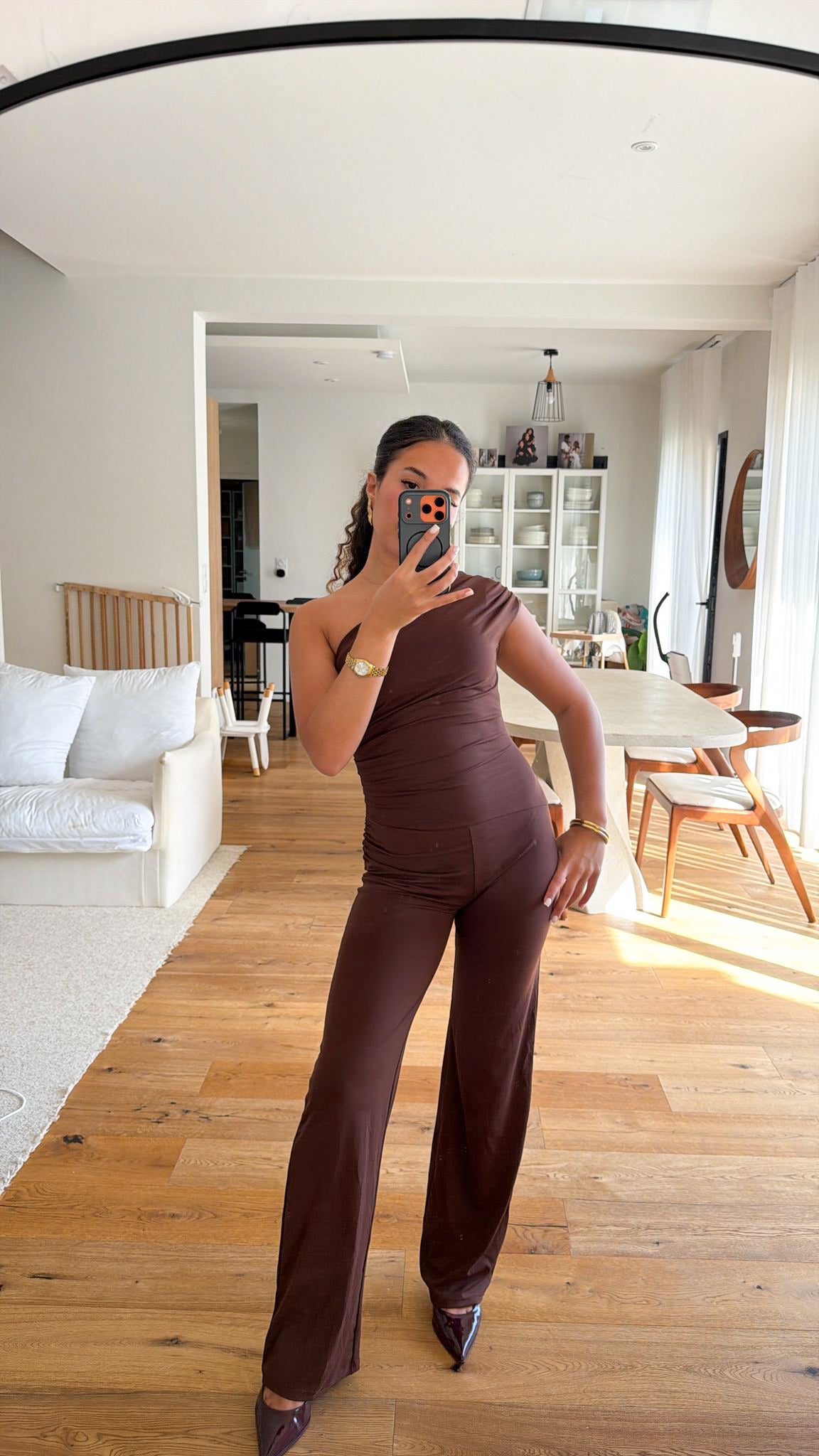 Combinaison asymétrique marron