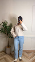 Veste bombé à zip beige