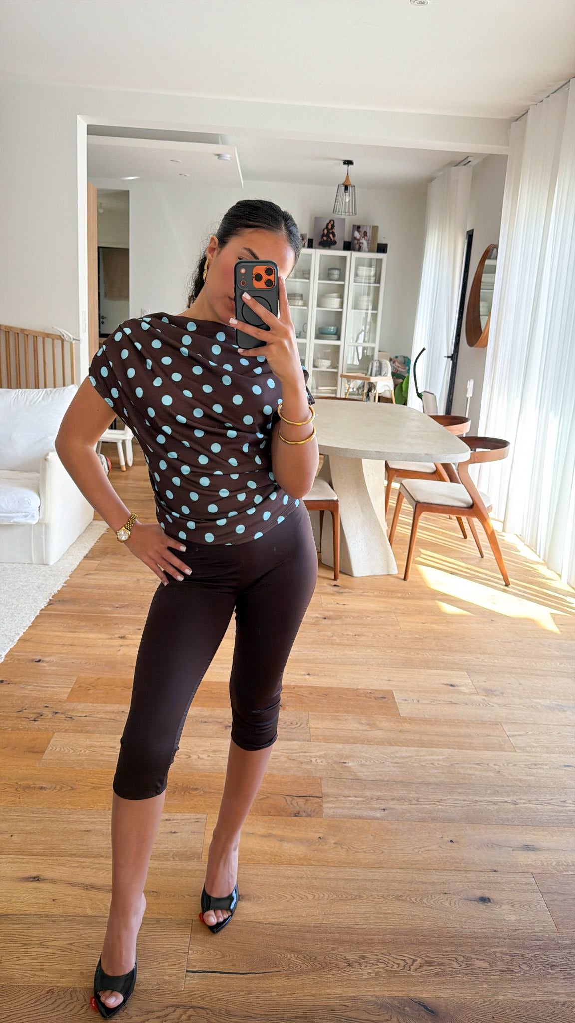 Legging capri marron