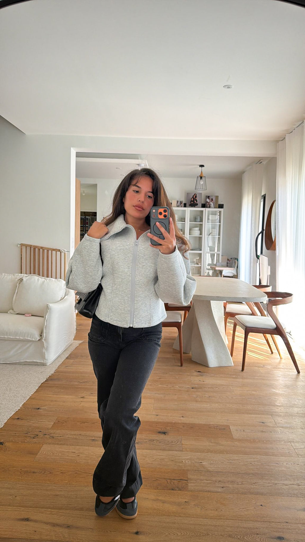 Veste bombé à zip gris