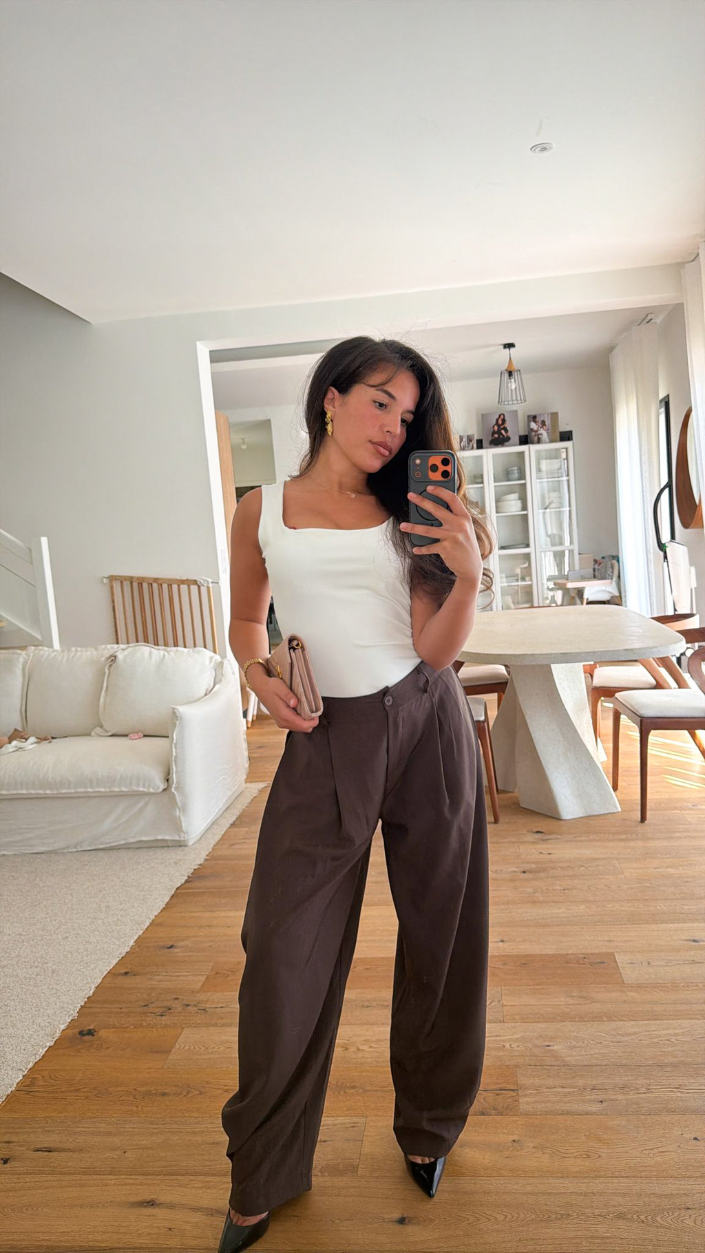 Pantalon tailleur marron