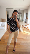 Top à pois noir