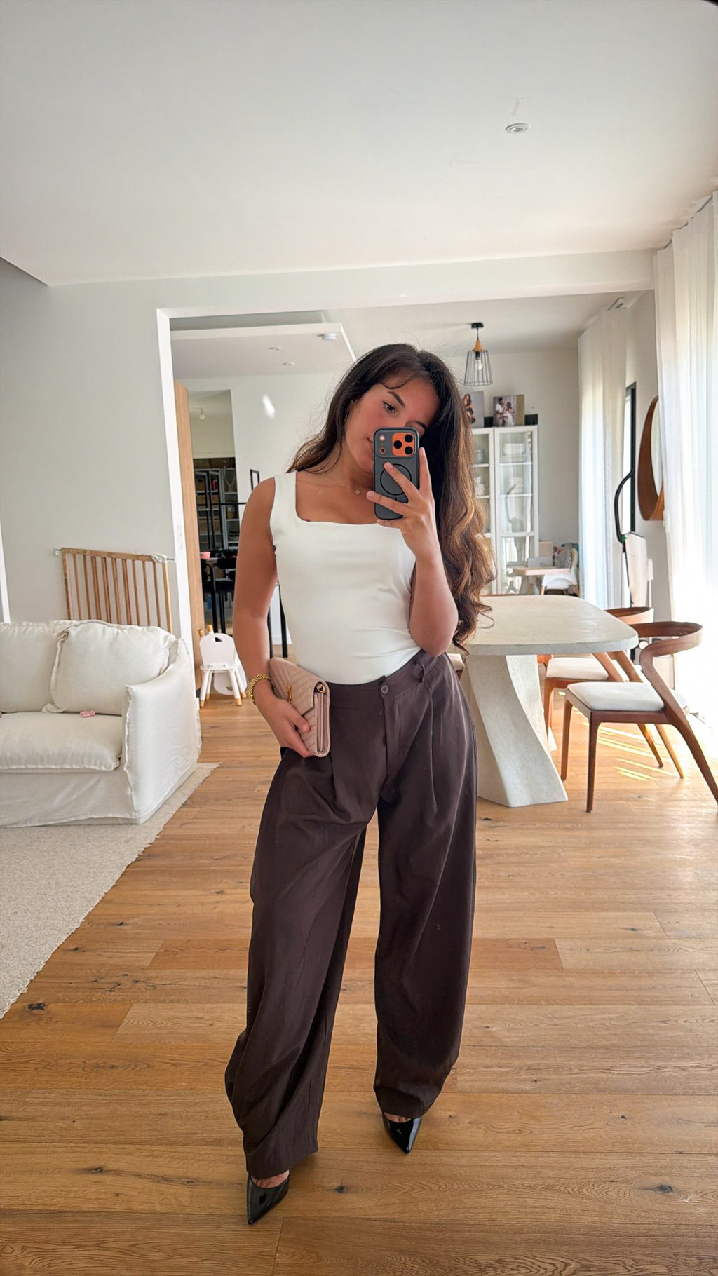 Pantalon tailleur marron