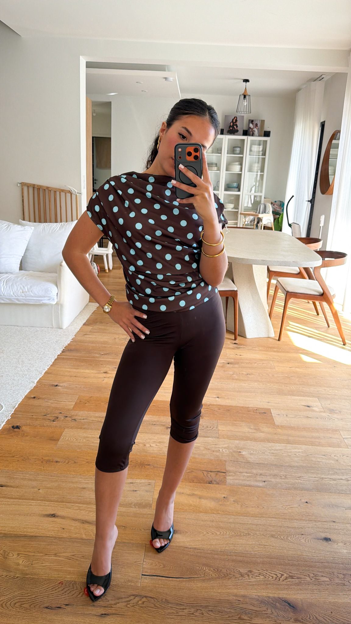 Legging capri marron