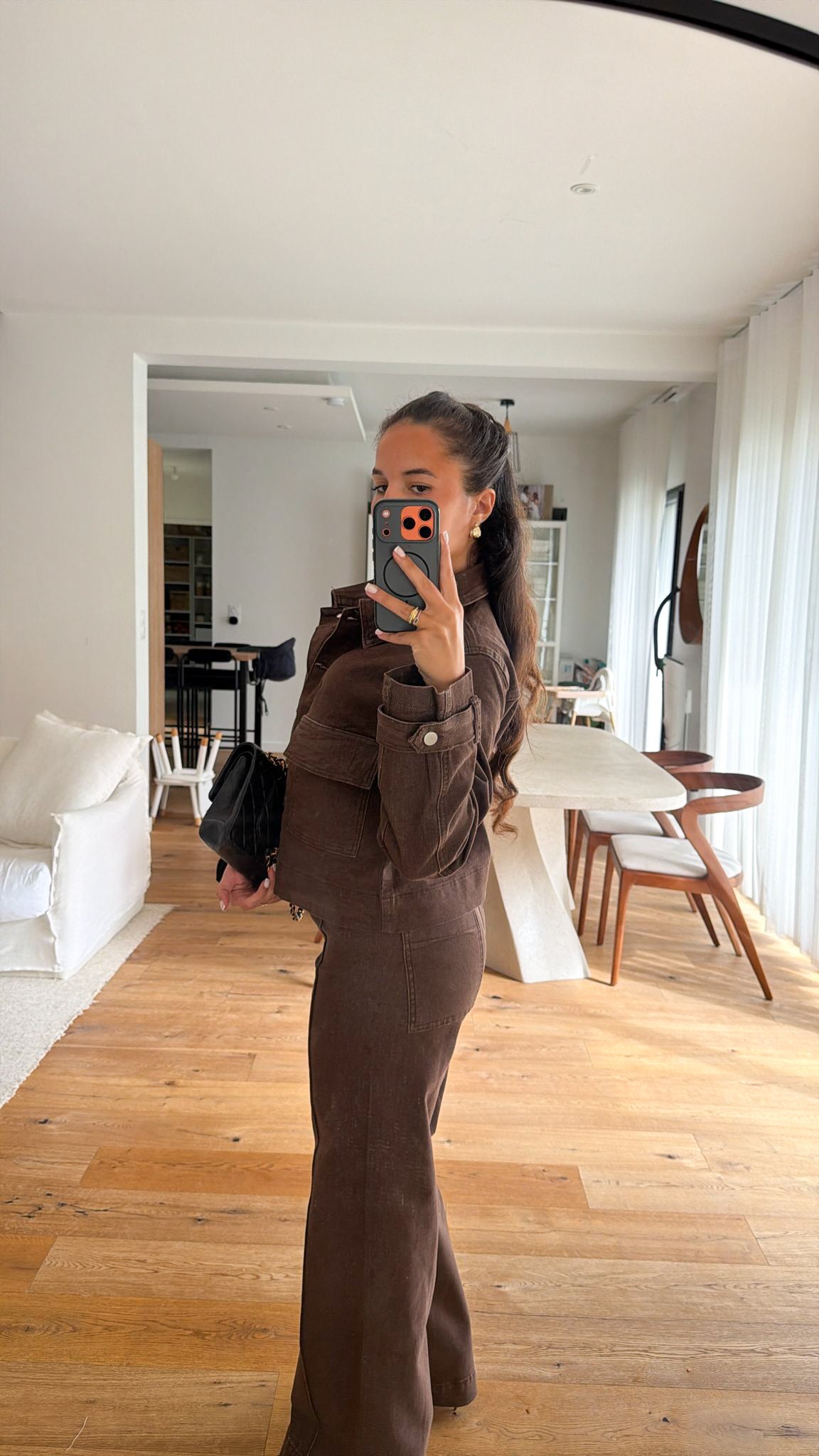 Jeans wide leg marron