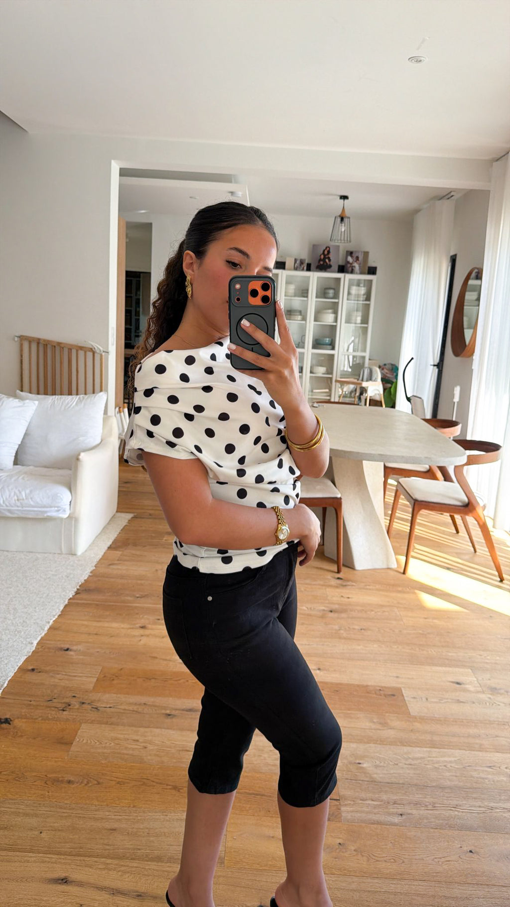Top à pois blanc