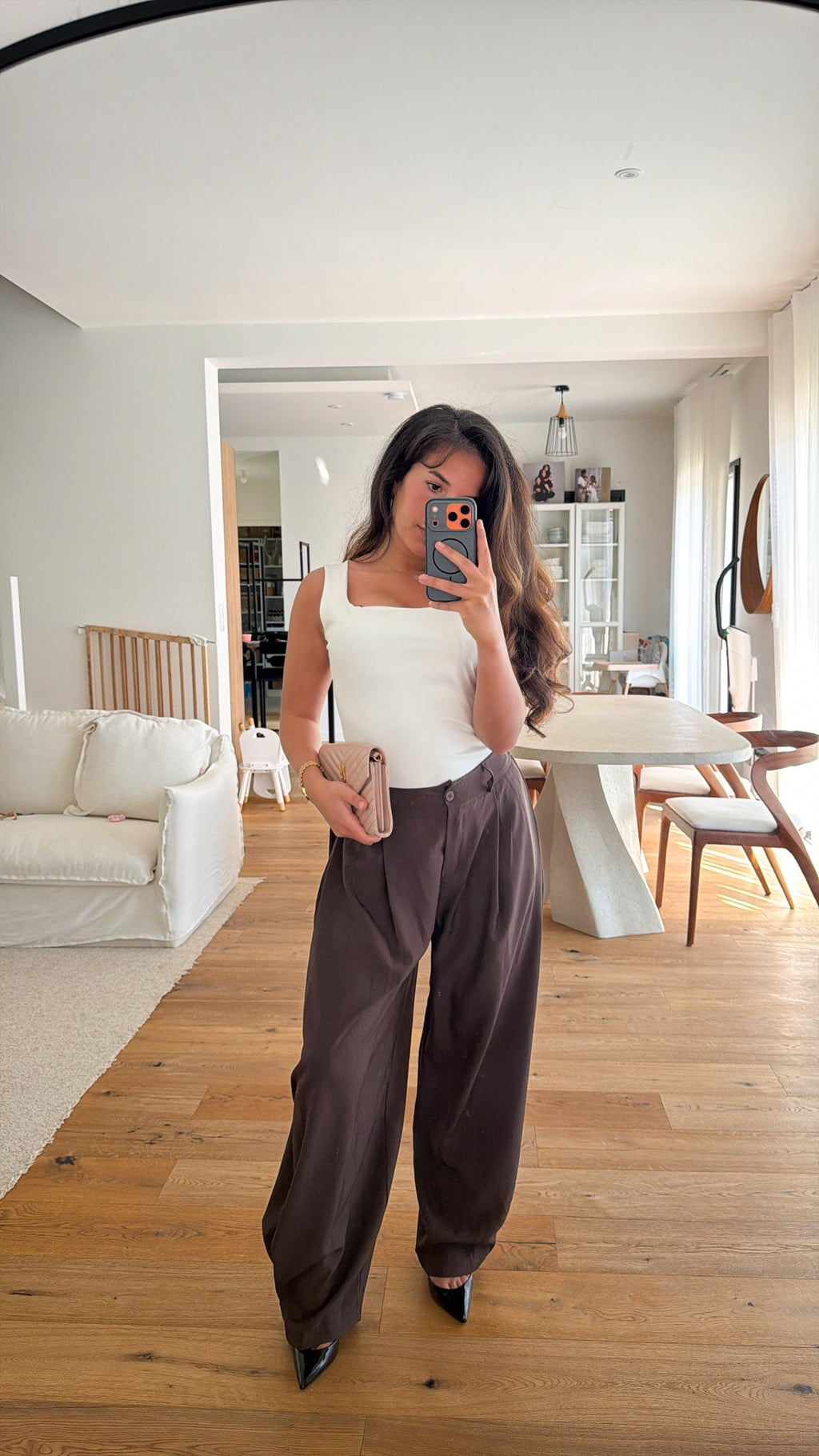 Pantalon tailleur marron