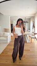 Pantalon tailleur marron