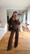 Jeans wide leg marron