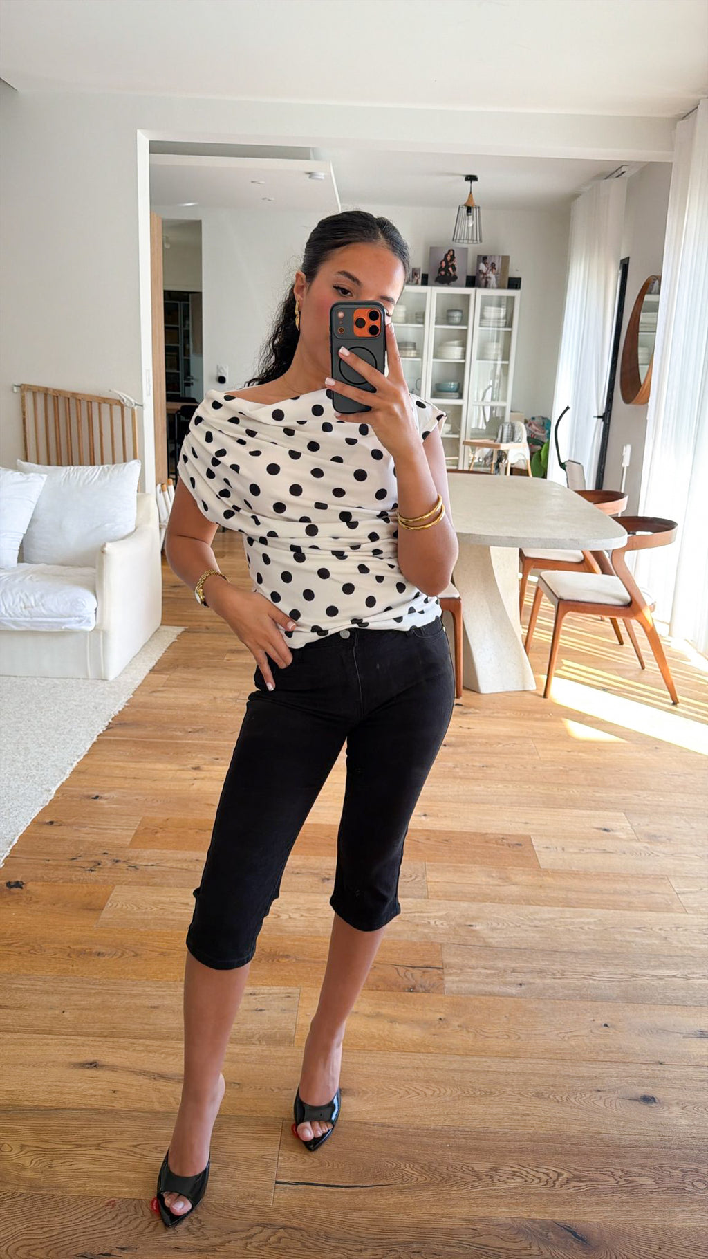 Top à pois blanc