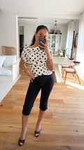 Top à pois blanc